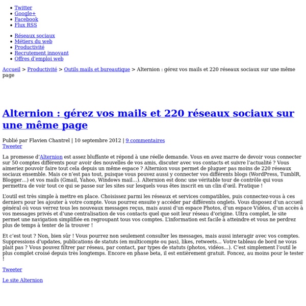 Alternion : gérez vos mails et 220 réseaux sociaux sur une même page