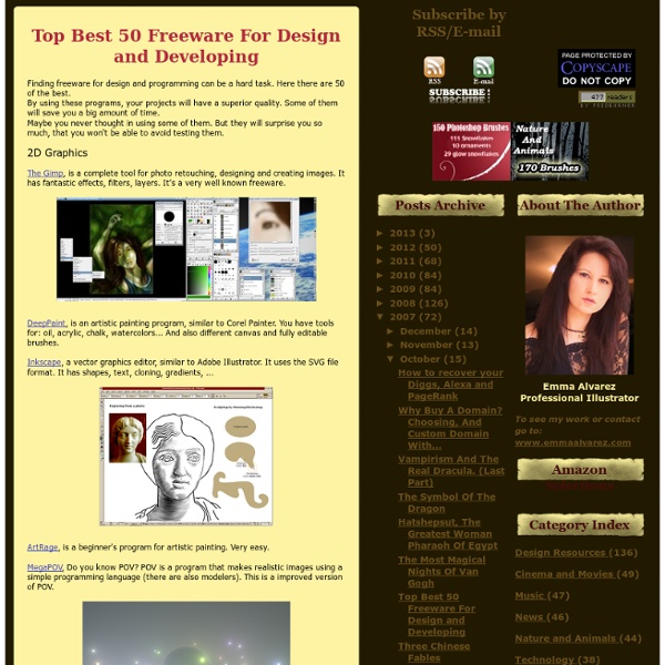 Top Best 50 Freeware For Design and Developing
