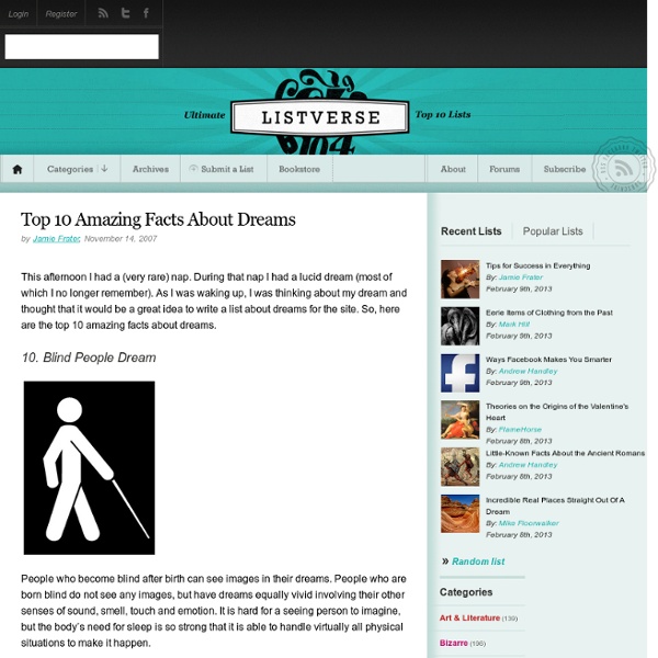 Top 10 Amazing Facts About Dreams
