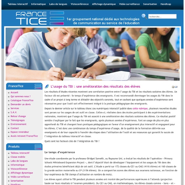 L’usage du TBI : une amélioration des résultats des élèves