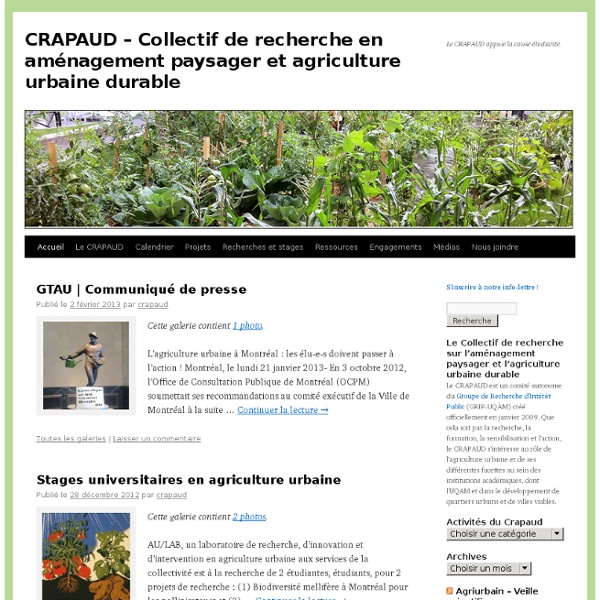 CRAPAUD – Collectif de recherche en aménagement paysager et agriculture urbaine durable