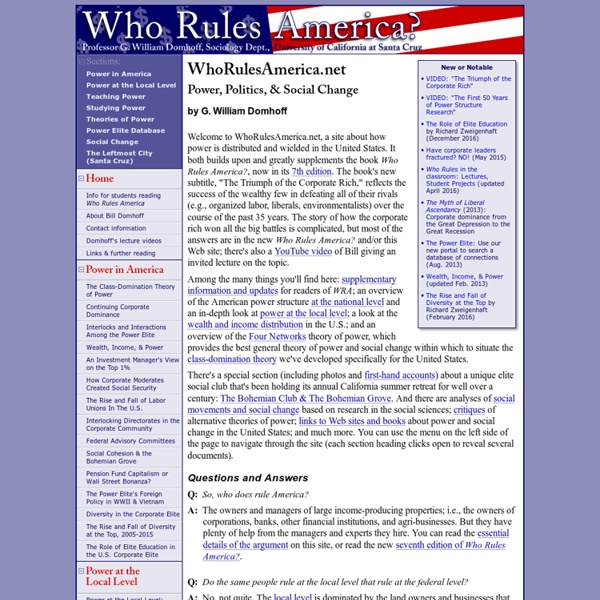 Who Rules America? Power, Politics, & Social Change