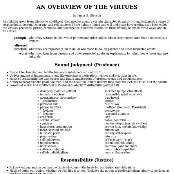 AN OVERVIEW OF THE VIRTUES