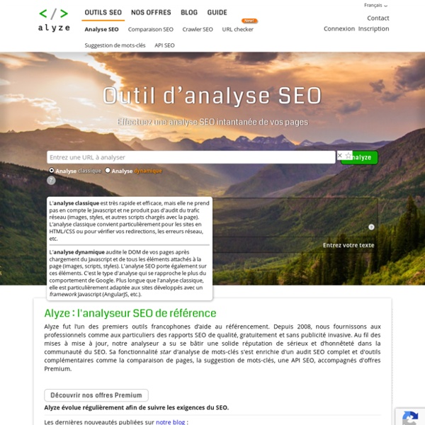 Analyse SEO & audit de site - Outil gratuit