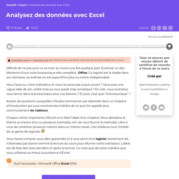 Analysez des données avec Excel