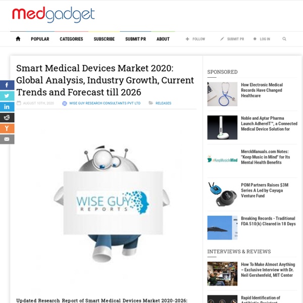 Smart Medical Devices Market 2020: Global Analysis, Industry Growth, Current Trends and Forecast till 2026