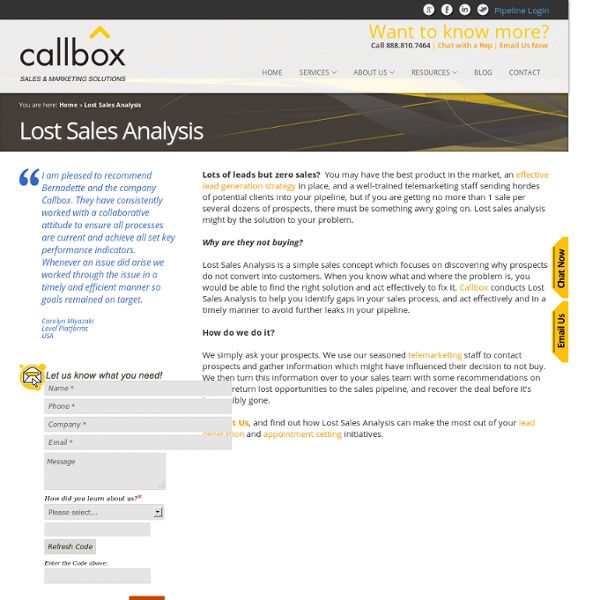 Lost Sales Analysis Market Research