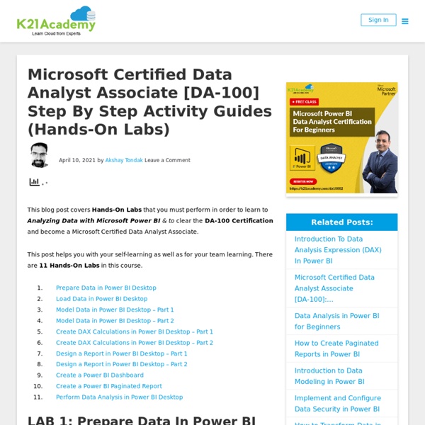 Analyzing Data with Microsoft Power BI Hands on Labs [DA-100]