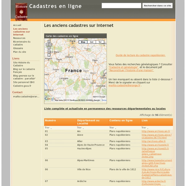 Les anciens cadastres sur Internet - Cadastres en ligne