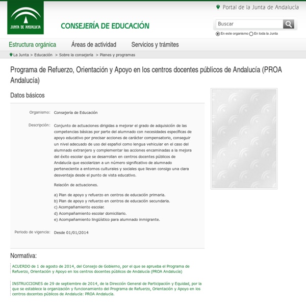 Junta de Andalucía - Programa de Refuerzo, Orientación y Apoyo en los centros docentes públicos de Andalucía (PROA Andalucía)