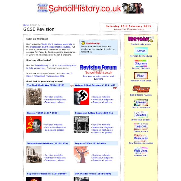 GCSE History Revision - online revision exercises, lessons, games andquizzes