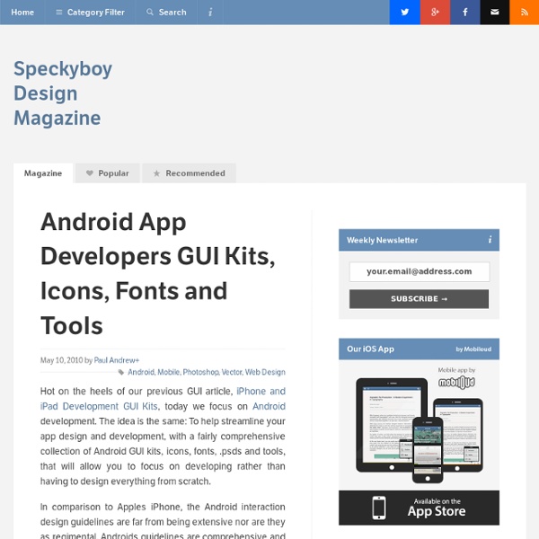 Android App Developers GUI Kits, Icons, Fonts and Tools