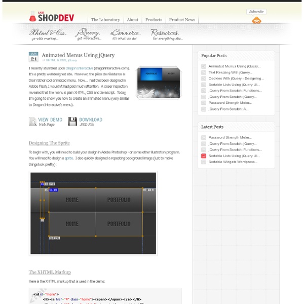 Animated Menus Using jQuery » ShopDev Website Design Blog