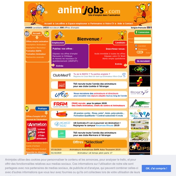 AnimJobs : emploi animation formation BAFA, BAFD, BPJEPS, DEJEPS. Job d'été et saisonniers.