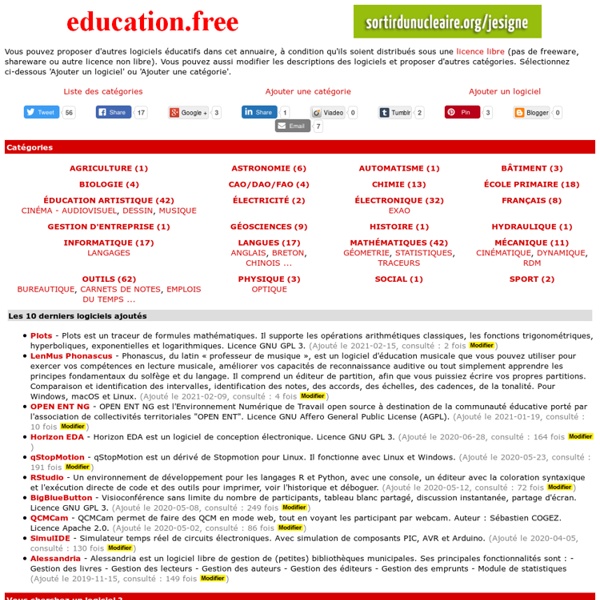 Annuaire des logiciels éducatifs diffusés sous une licence libre