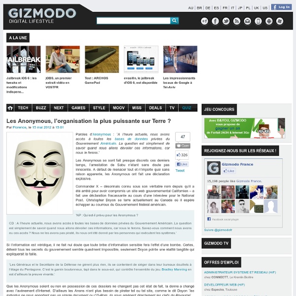 Les Anonymous, l'organisation la plus puissante sur terre ?