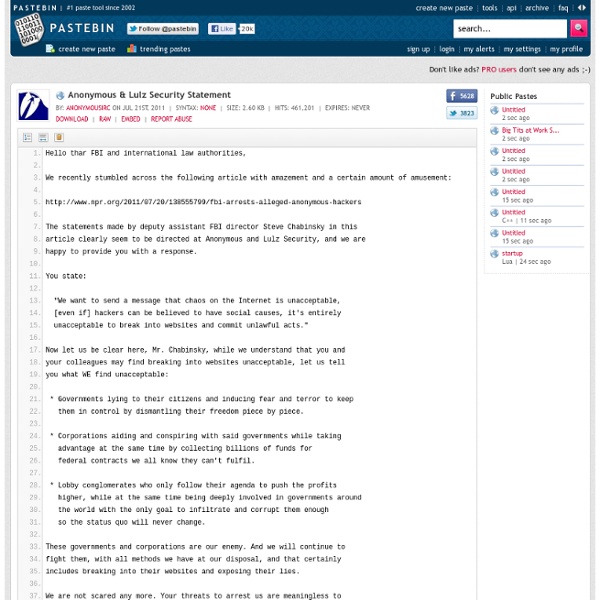 Anonymous & Lulz Security Statement
