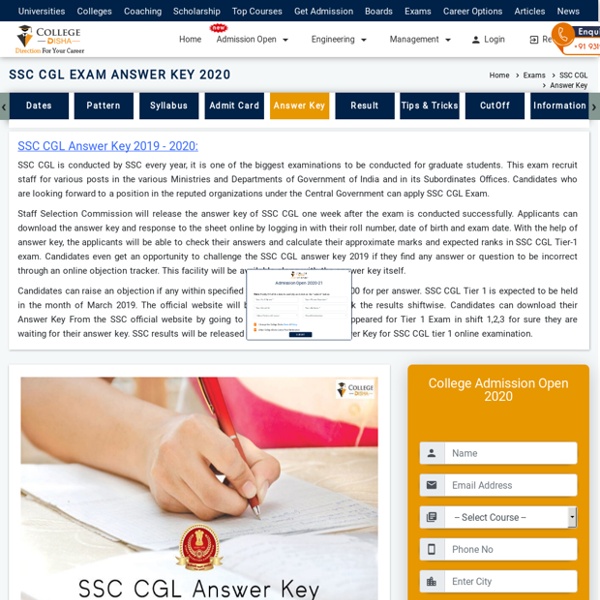 SSC CGL Answer Key 2019 - 2020 Released - Check SSC CGL Answer Key Tier 1, 2 & 3