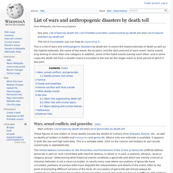 List of wars and anthropogenic disasters by death toll