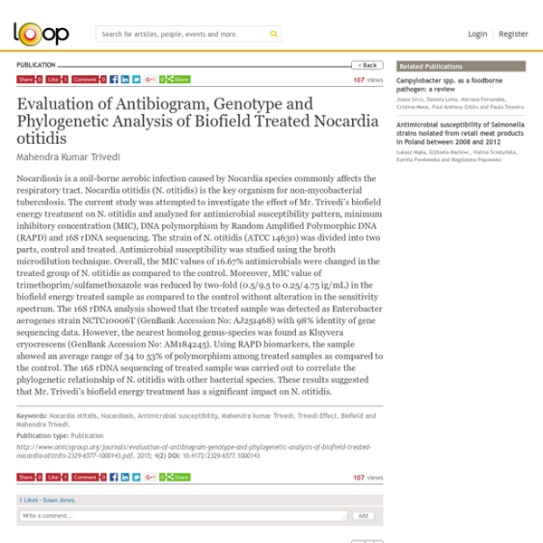 Evaluation of Antibiogram, Genotype and Phylogenetic Analysis of Biofield Treated Nocardia otitidis