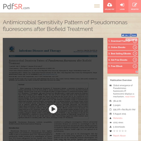 Antimicrobial Sensitivity Pattern of Pseudomonas fluorescens after Biofield Treatment