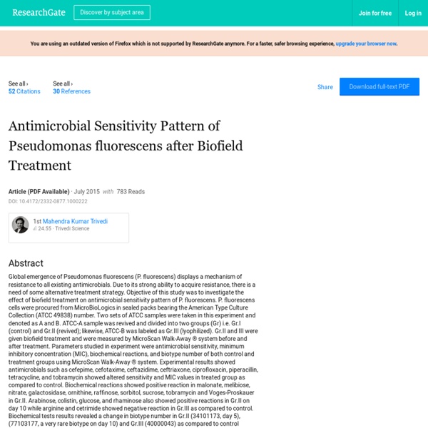 Pseudomonas Fluorescens Antibiotic Susceptibility Alterations