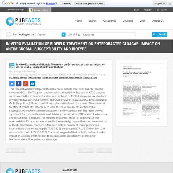 Evaluation of Biofield Energy Treatment on Enterobacter cloacae