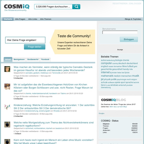 Fragen und Antworten durch Experten und Ratgeber der COSMiQ Community