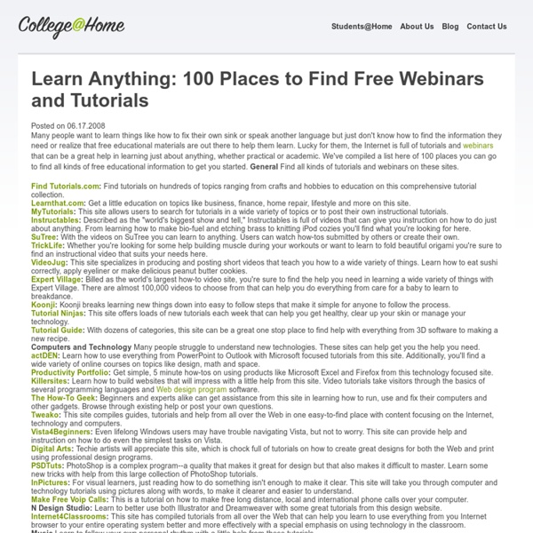 Learn Anything: 100 Places to Find Free Webinars and Tutorials