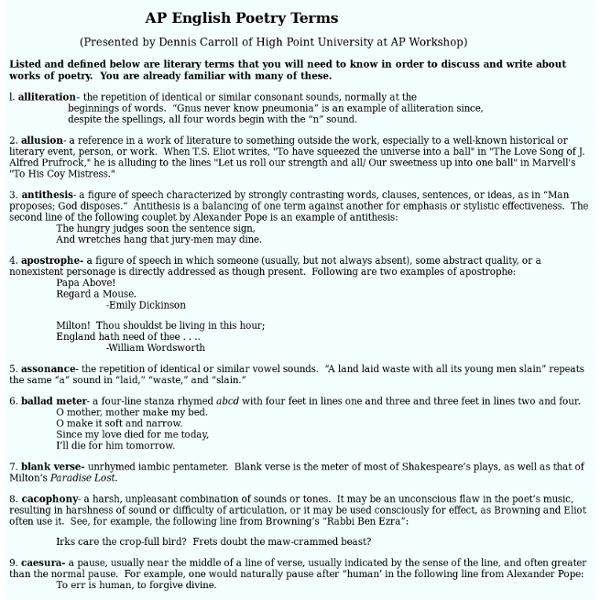 AP Poetry Terms