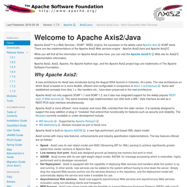 Axis2 - Apache Axis2/Java - Next Generation Web Services