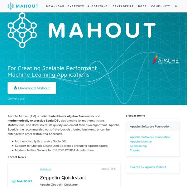 Apache Mahout: Scalable machine learning and data mining