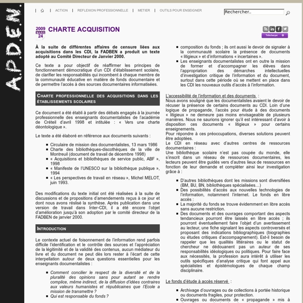 FADBEN - Charte professionnelle des acquisitions...