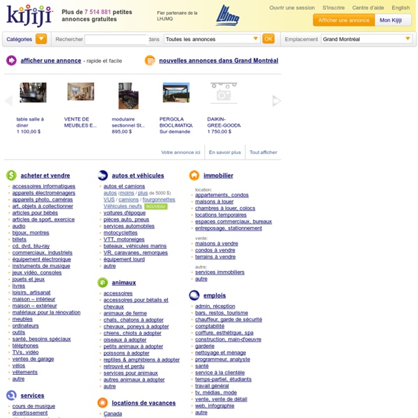 Kijiji Grand Montréal - Petites annonces classées gratuites en français - Grand Montréal, Québec