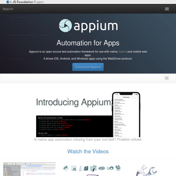 Appium: Mobile App Automation Made Awesome.