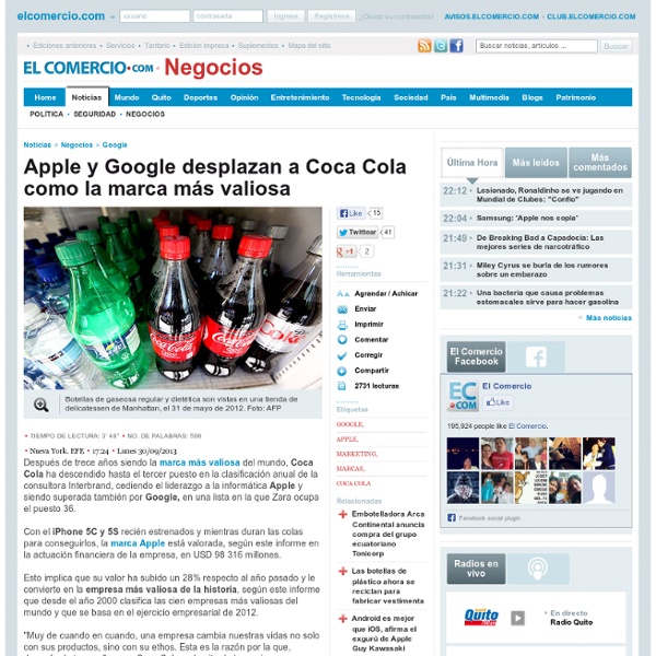 Apple y Google desplazan a Coca Cola como la marca más valiosa