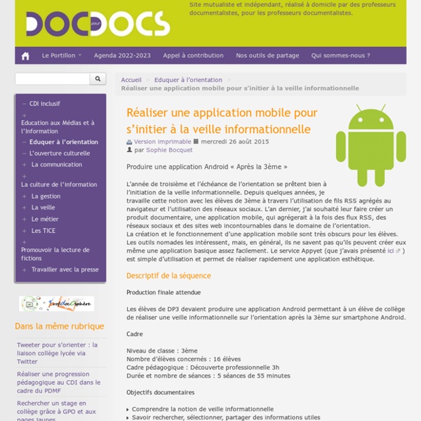 Réaliser une application mobile pour s'initier à la veille informationnelle