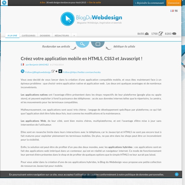 Créez votre application mobile en HTML5, CSS3 et Javascript