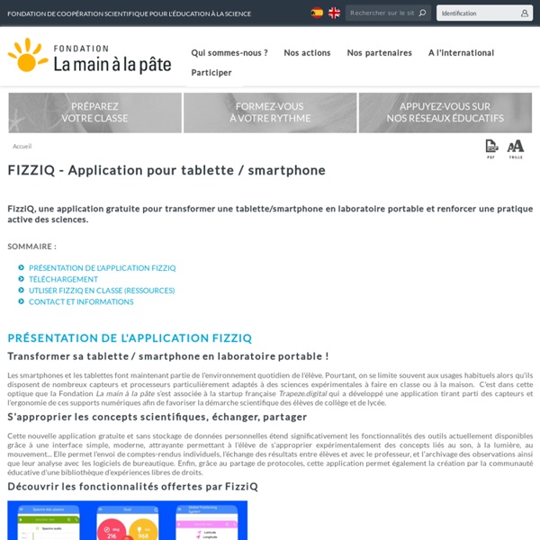 FIZZIQ - Application pour tablette / smartphone