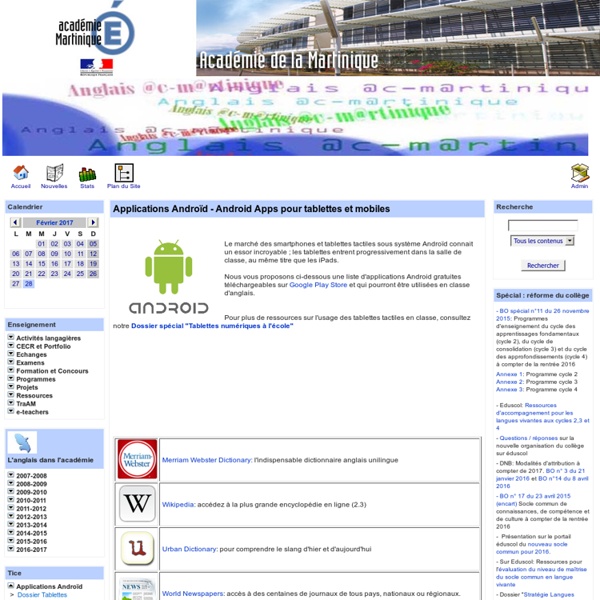 Android Apps pour tablettes et mobiles