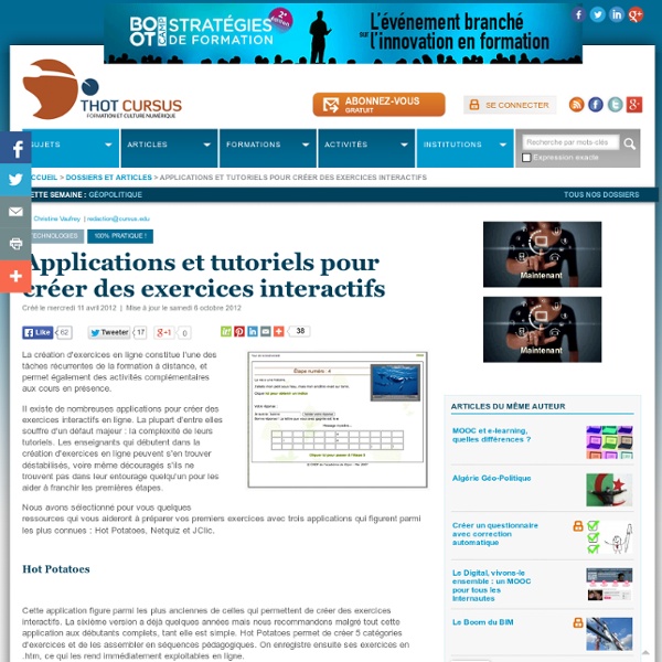 Applications et tutoriels pour créer des exercices interactifs