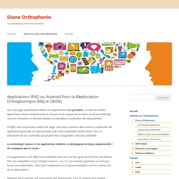 Applications IPAD ou Androïd Pour la Rééducation Orthophonique (MàJ le 28/06)