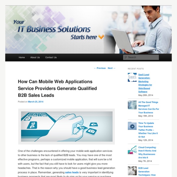 How Can Mobile Web Applications Service Providers Generate Qualified B2B Sales Leads