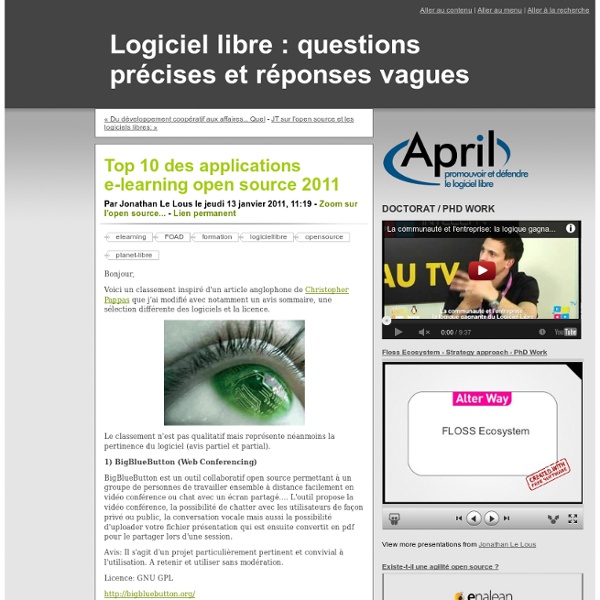 Top 10 des applications e-learning open source 2011