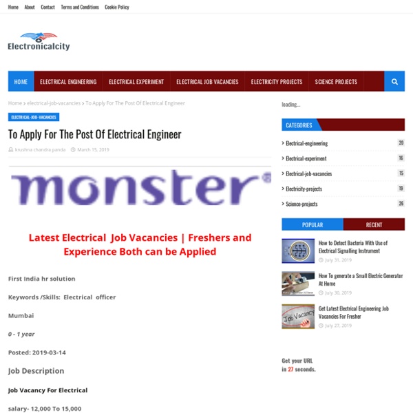 To Apply For The Post Of Electrical Engineer