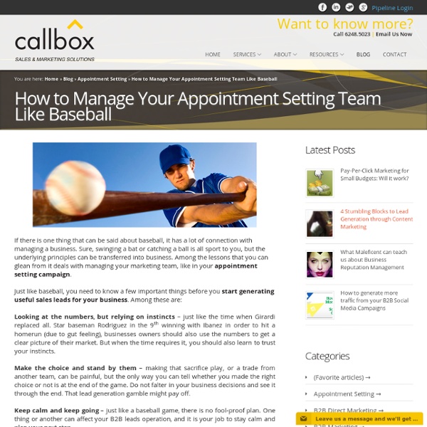 How to Manage Your Appointment Setting Team Like Baseball