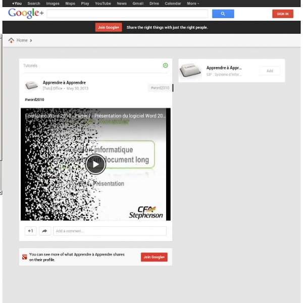 Apprendre à Apprendre - Google+ - #word2010
