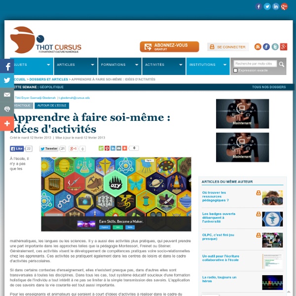 Apprendre à faire soi-même : idées d'activités