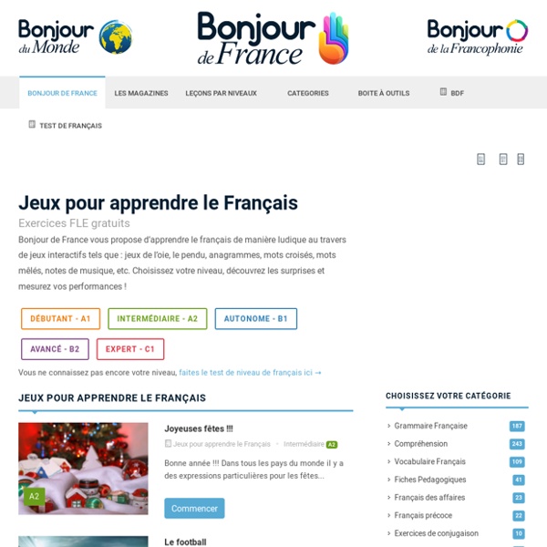 Apprendre le français – Cours et exercices gratuits avec Bonjour de France