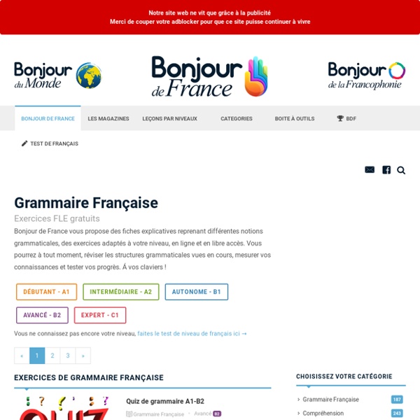 Exercices de grammaire française - Avancé B1/B2